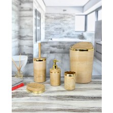 Hamdal Home Banyo Seti 5'li, Yuvarlak, Akrilik-Çöp Kovası, Wc Fırçalık, Sıvı Sabunluk, Diş Fırçalık, El Sabunluk