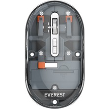 Everest SM-BT29 Glassy USB Gri Transparan 2in1 Bluetooth ve 2.4ghz Kablosuz Mouse