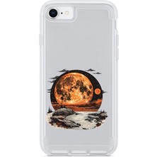 Zeyno Apple Iphone 8 Uyumlu Turuncu Ay  Desenli Silikon Kılıf