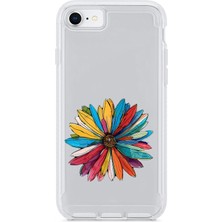 Zeyno Apple Iphone Se 2020 Uyumlu Gökkuşağı Çiçek  Desenli Silikon Kılıf