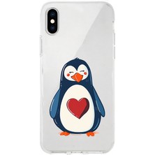 Zeyno Apple Iphone X-Xs Uyumlu Kalpli Penguen  Desenli Silikon Kılıf