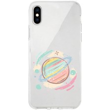 Zeyno Apple Iphone X-Xs Uyumlu Renkli Gezegen  Desenli Silikon Kılıf