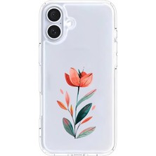 Zeyno Apple Iphone 16 Plus Uyumlu Zarif Çiçek  Desenli Silikon Kılıf