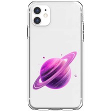 Zeyno Apple Iphone 12 Uyumlu Mor Gezegen  Desenli Silikon Kılıf