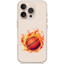 Zeyno Apple Iphone 15 Pro Max Uyumlu Alevli Basketbol  Desenli Silikon Kılıf