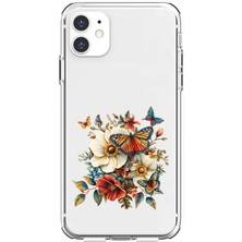 Zeyno Apple Iphone 12 Uyumlu Çiçek Kelebek  Desenli Silikon Kılıf