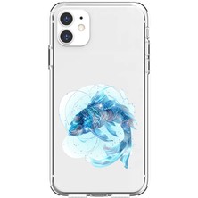 Zeyno Apple Iphone 12 Uyumlu Mavi Balık  Desenli Silikon Kılıf