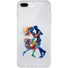 Zeyno Apple Iphone 8 Plus Uyumlu Renkli Aşıklar  Desenli Silikon Kılıf
