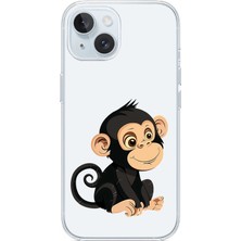 Zeyno Apple Iphone 15 Uyumlu Tatlı Maymun  Desenli Silikon Kılıf