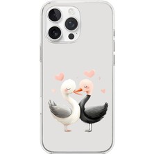 Zeyno Apple Iphone 16 Pro Uyumlu Aşık Kuğular  Desenli Silikon Kılıf