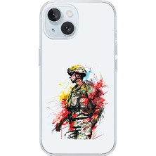 Zeyno Apple Iphone 14 Uyumlu Asker Silüet  Desenli Silikon Kılıf