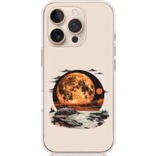 Zeyno Apple Iphone 16 Pro Max Uyumlu Turuncu Ay  Desenli Silikon Kılıf