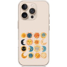 Zeyno Apple Iphone 14 Pro Max Uyumlu Güneş ve Ay  Desenli Silikon Kılıf