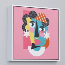 Alaz Trade Çerçeveli Pembe Renkli Soyut Kadın Portre TABLOSU-8306