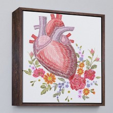 Alaz Trade Çerçeveli Çiçekli Kalp Tablosu - Kalp Doktoru Hastanesi HEDIYESI-8304