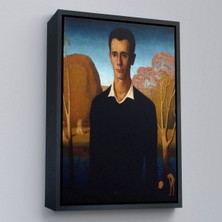 Alaz Trade Çerçeveli Grant Wood - Arnold Pyle Iki Zayıf Adamla Nehrin Önünde TABLOSU-8065