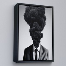 Alaz Trade Çerçeveli Kafasından Kara Duman Çıkan Adam TABLOSU-7926