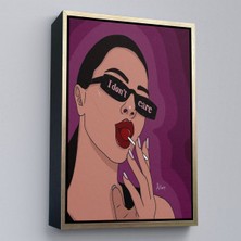 Alaz Trade Çerçeveli I Don't Care - Umrumda Değil Yazan Pop Art Kadın TABLO-7681