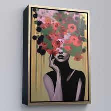 Alaz Trade Çerçeveli Çiçek Başlı Soyut Kadın TABLOSU-7830