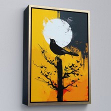Alaz Trade Çerçeveli Ağaç Üstündeki Soyut Kuş TABLOSU-7660
