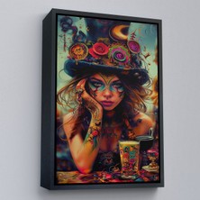 Alaz Trade Çerçeveli Sürreal Dövmeli Hippi Kadın TABLO-7727