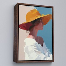 Alaz Trade Çerçeveli Sarı Şapkalı Soyut Kadın TABLO-7631
