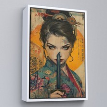 Alaz Trade Çerçeveli Şavaşçı Japon Kadın TABLOSU-7767