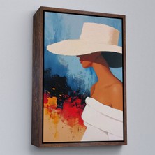 Alaz Trade Çerçeveli Beyaz Şapkalı Soyut Kadın TABLO-7621