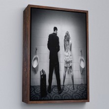 Alaz Trade Çerçeveli Pisuvara Işeyen Çift TABLOSU-7890