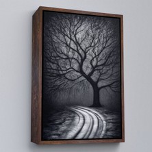 Alaz Trade Çerçeveli Karanlıktaki Gizemli Ağaç TABLOSU-7508