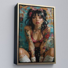 Alaz Trade Çerçeveli Yağlı Boya Görünümlu Güzel Kadın TABLOSU-7865