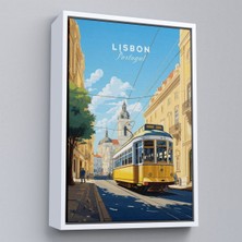 Alaz Trade Çerçeveli Portekiz Lizbon Sarı Tramvay TABLOSU-7972