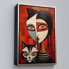 Alaz Trade Çerçeveli Pablo Picasso Tarzı - Soyut Renkli Kadın ve KEDITABLO-7376