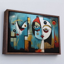 Alaz Trade Çerçeveli Renkli Soyut Yüzler TABLOSU-7233