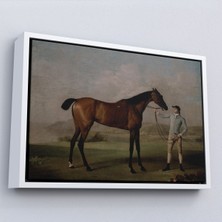 Alaz Trade Çerçeveli George Stubbs'un Uzun Bacaklı At ve Jokeyi Tablosu - Molly Long-Legs With Her JOCKEY-7012