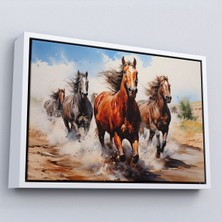 Alaz Trade Çerçeveli Koşan Atlar TABLOSU-7279