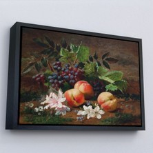 Alaz Trade Çerçeveli Toprak Üzerindeki Şeftali ve Üzüm TABLOSU-7046