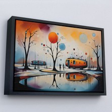 Alaz Trade Çerçeveli Kandinsky Soyut Kampçı Kış Manzara TABLOSU-7247