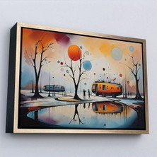Alaz Trade Çerçeveli Kandinsky Soyut Kampçı Kış Manzara TABLOSU-7247
