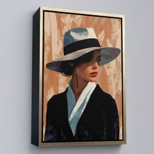 Alaz Trade Çerçeveli Beyaz Şapkalı Soyut Kadın TABLO-7623