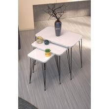 Karkissa Store Zigon Sehpa Kr ve Orta Sehpa Kr Set Siyah Ayak Beyaz Tel 1102