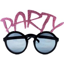 Periboia Party Yazılı Simli Pembe Renk Parti Gözlüğü