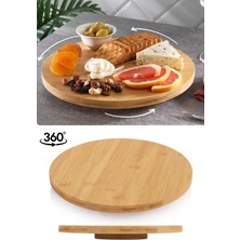 Meturas Bambu Pizza Peynir Pasta 360° Döner Tabanlı Servis ve Sunum Tahtası 31 cm
