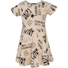 Punk Gırl Kız Çocuk Desenli Kısa Kollu Elbise