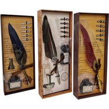 ALPJOY Yılbaşı Hediyesi Yeni Yıla Özel HEdiyelik  Steampunk Antique Set DİVİT HOKKA KALEM SETİ ( 24-28 )7 Parça Özel Kutulu