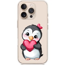 Zeyno Apple Iphone 16 Pro Max Uyumlu Kalpli Penguen  Desenli Silikon Kılıf