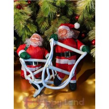 Happland Yılbaşı Dekoru Merdivene Tırmanan Noel Baba 57 cm Yeni Yıl Süs