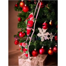 Happland Yılbaşı Dekoru Merdivene Tırmanan Noel Baba 57 cm Yeni Yıl Süs