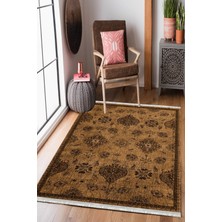 Homier Collection Kısa Saçaklı, Westa Serisi Yıkanabilir Kaymaz Taban Antibakteriyel Kilim Yolluk OT-4163A