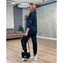 Sosostyle Kadın Uzun Kollu Kapüşonlu Oversize Sweat ve Pantolon Ikili Takım